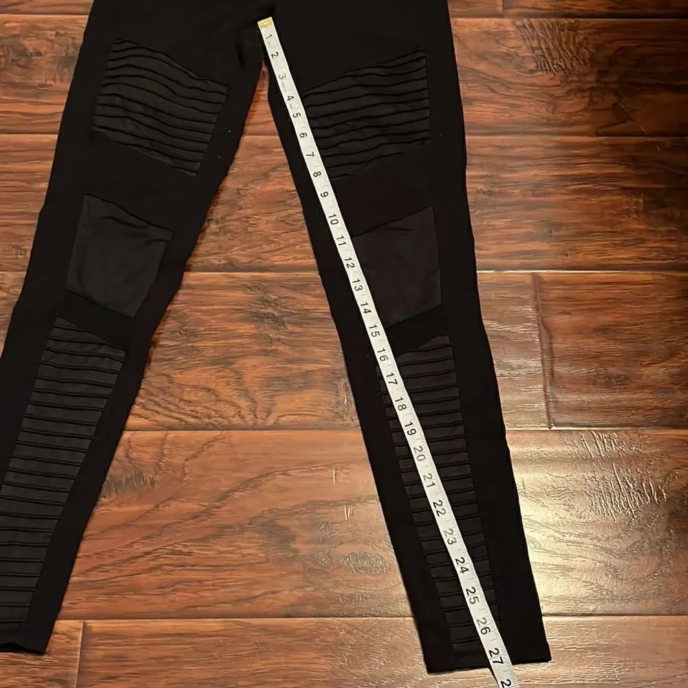 Alo Black High Waisted Motto Ribbed Mesh Athletic Leggings